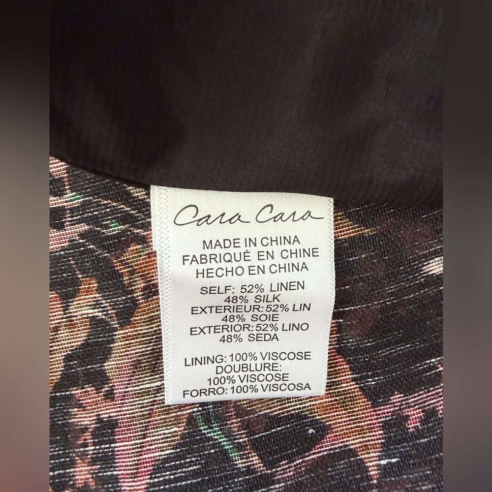 NEW Cara Cara Phoebe Floral Linen Silk Midi Bustier Dress Pindell Black US 4 UK8 - Picture 11 of 16